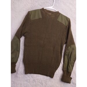 Vintage Military Commando Sweater Mens 42 Service Wool Stretchy Green Ribbed